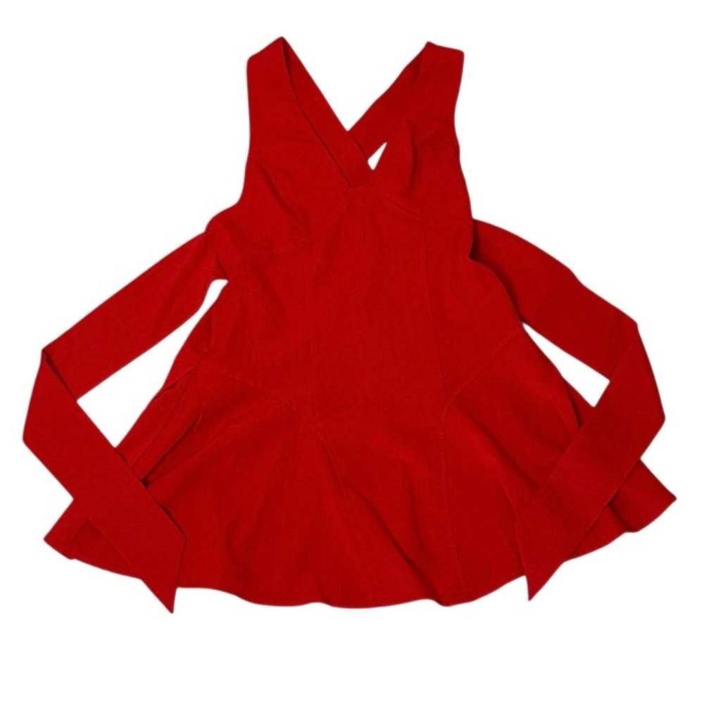 Millibon Red Cross-Back
Pinafore Dress / Sleeveless A-
Line Mini Dress‎ - Size M